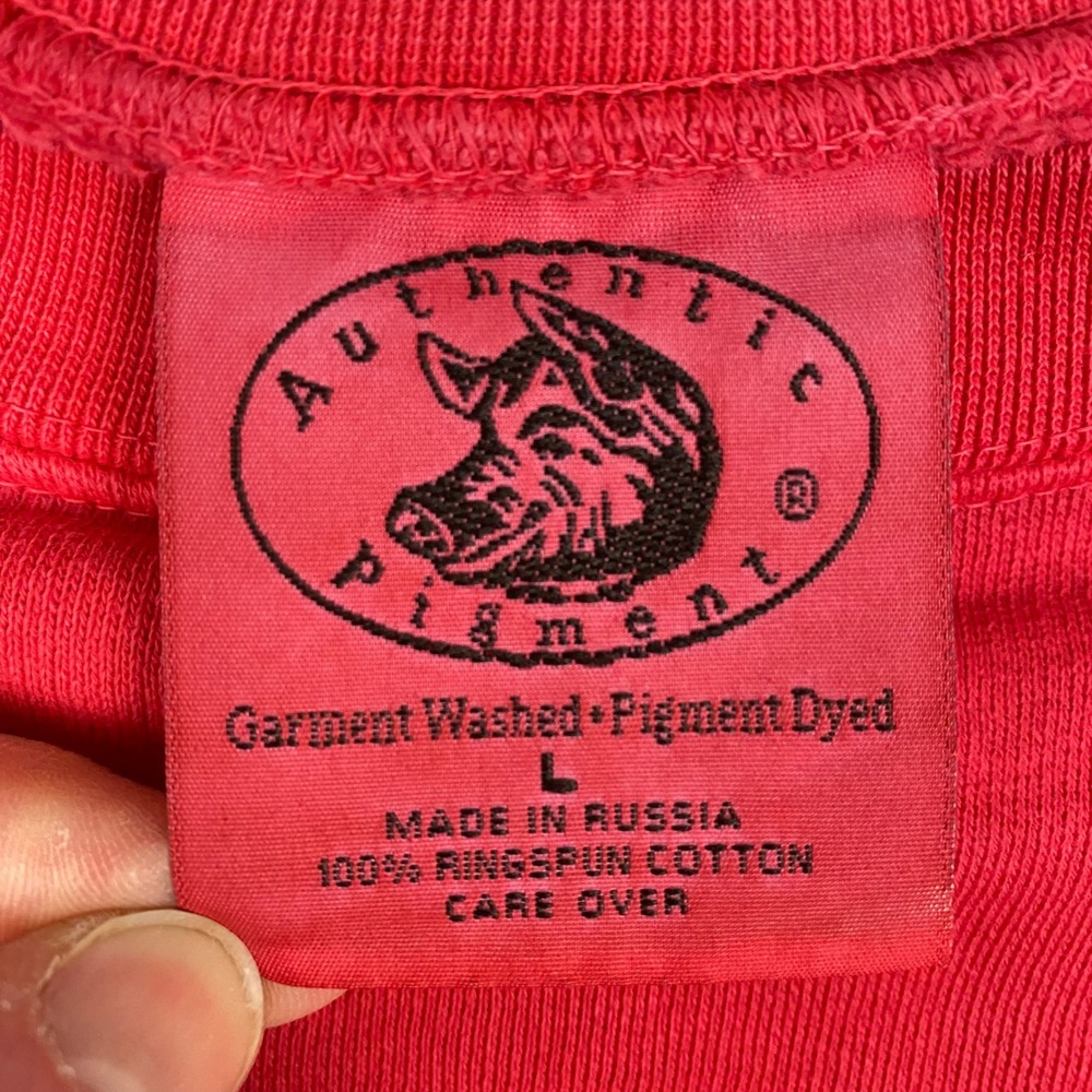Authentic Pigment Red Crewneck Sweatshirt Large Ringspun Cotton Pigment Dyed - Picture 3 of 6
